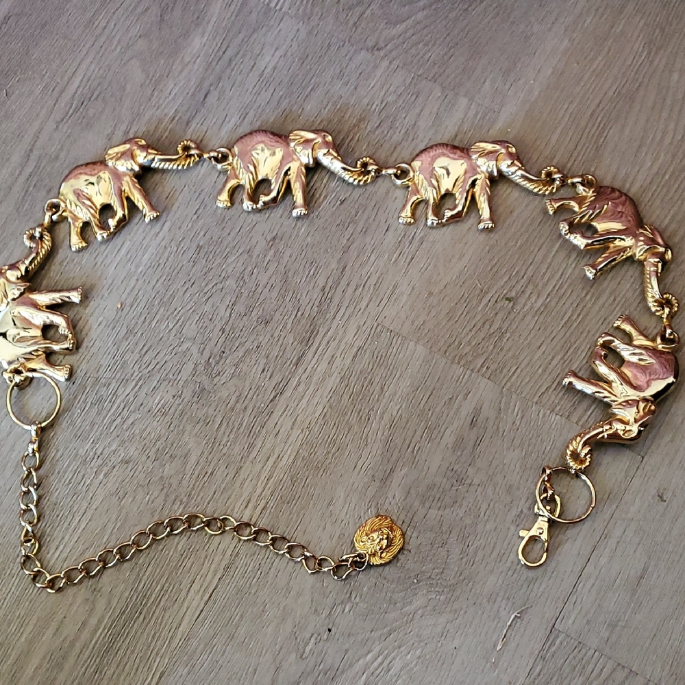 Vintage 90's Gold Elephant Chain Belt
